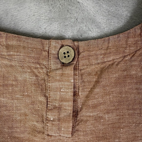 J Jill 100% Linen Dress Size Small Petite Tan/Orange Beach Vacation Pockets - Picture 14 of 15